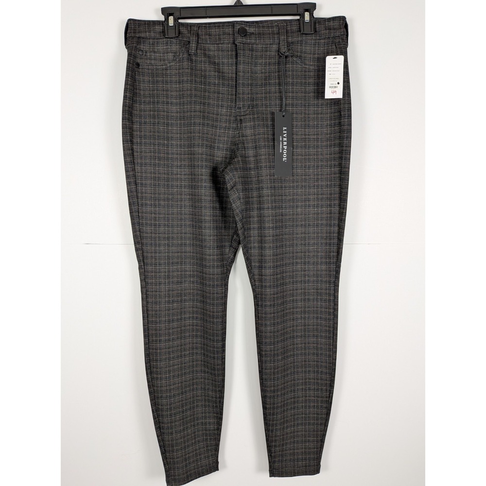 Liverpool Los Angeles Womens 12/31 Brown Black Plaid Madonna Skinny Brown Pants
